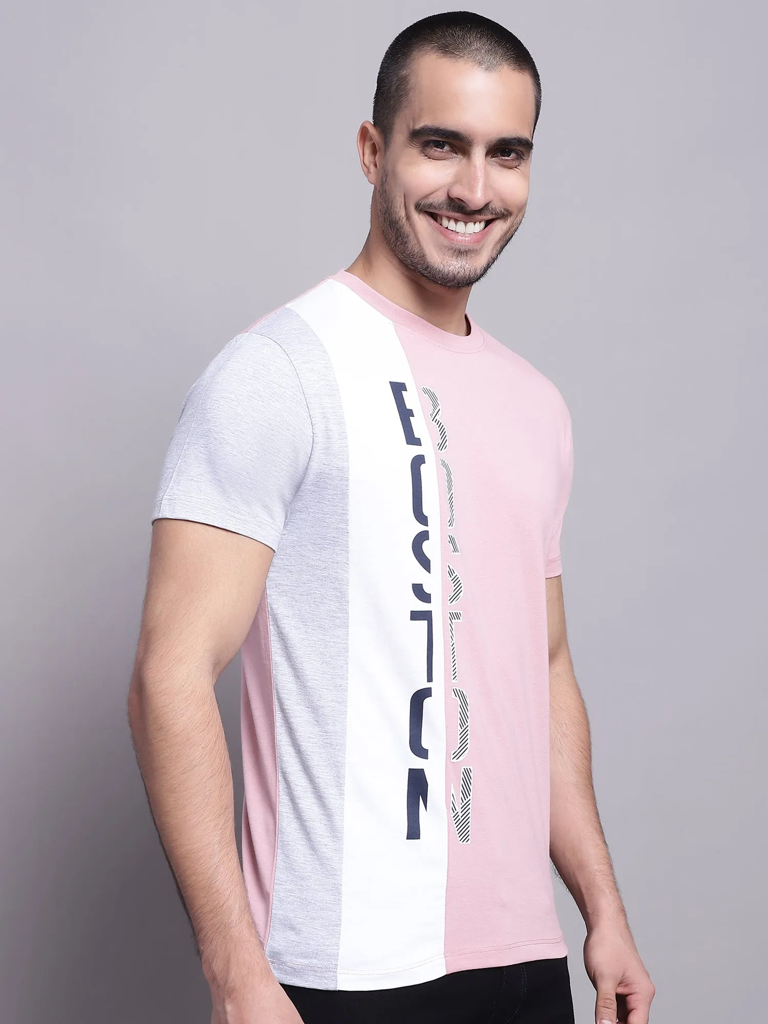 Men Casual Dusty Pink T-Shirt