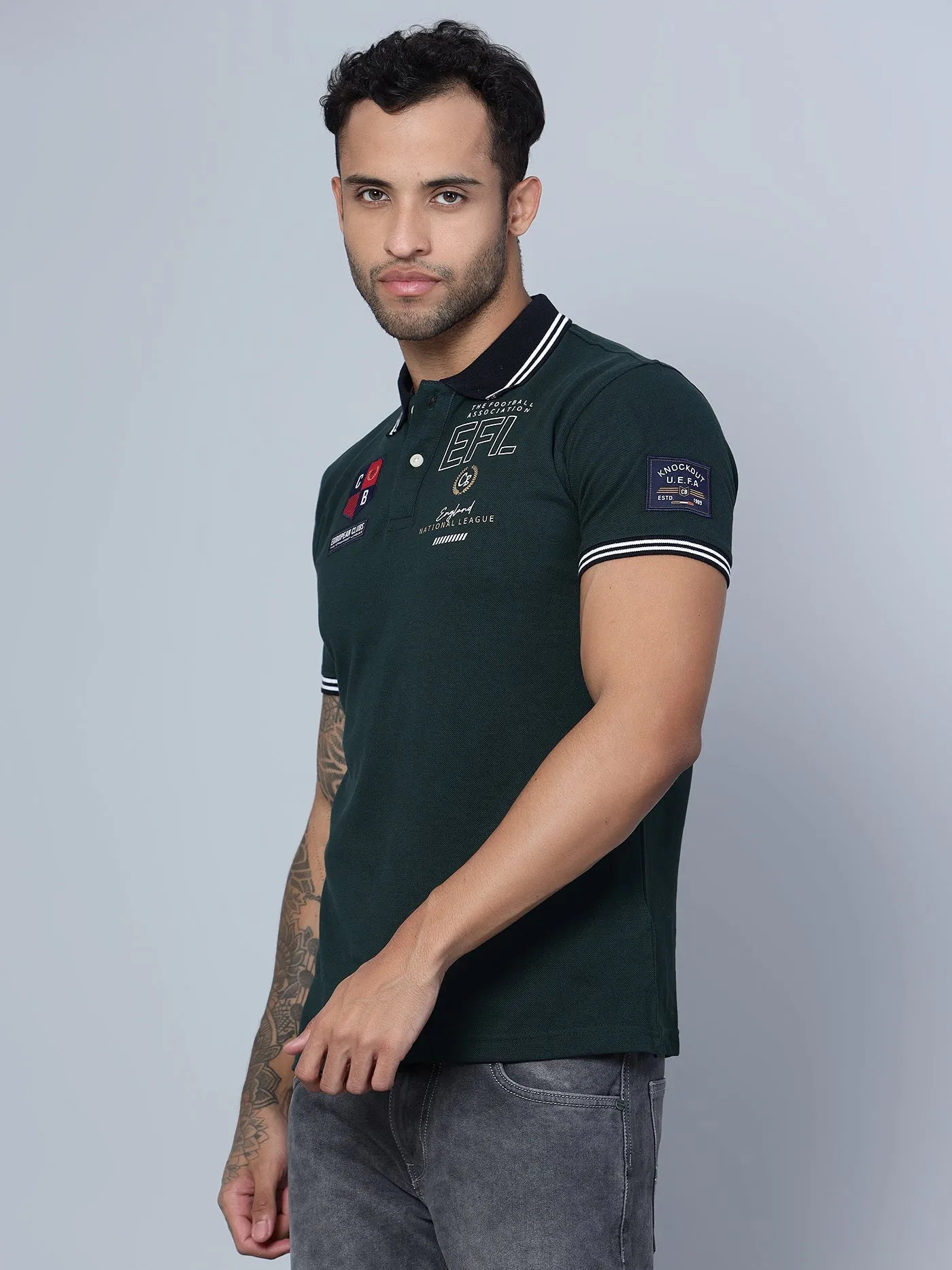 Men Dark Green Polo T-Shirt