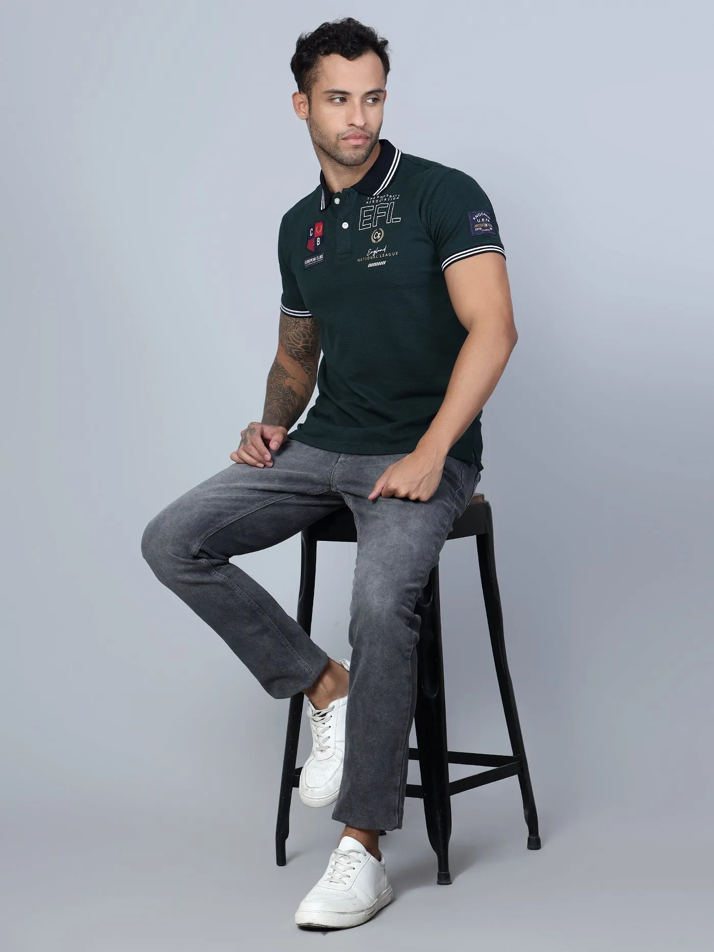 Men Dark Green Polo T-Shirt