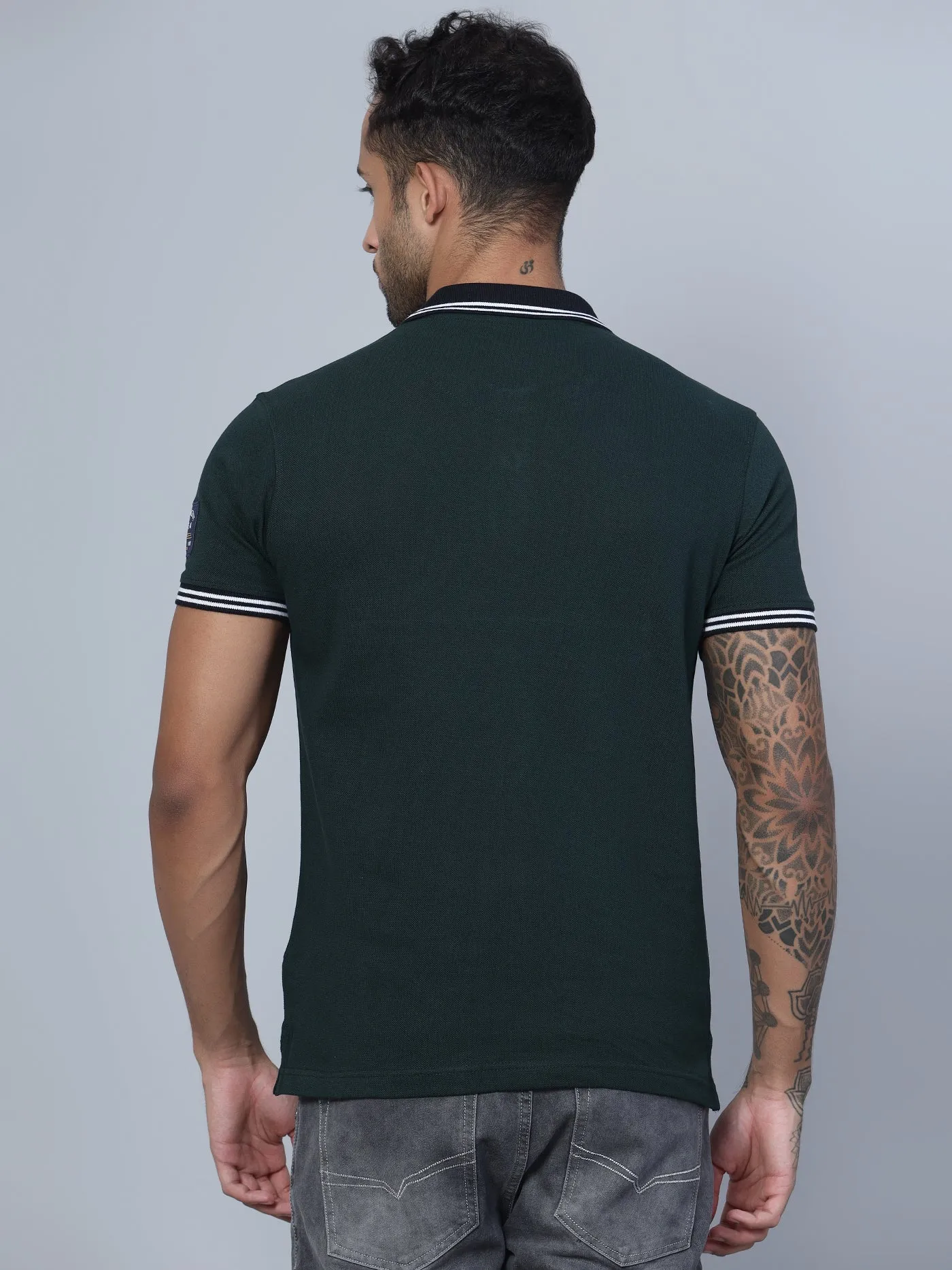 Men Dark Green Polo T-Shirt