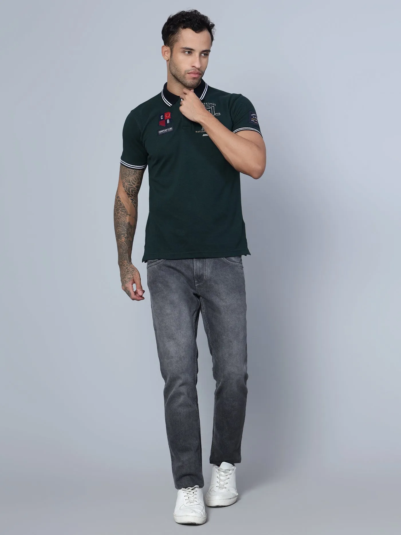 Men Dark Green Polo T-Shirt