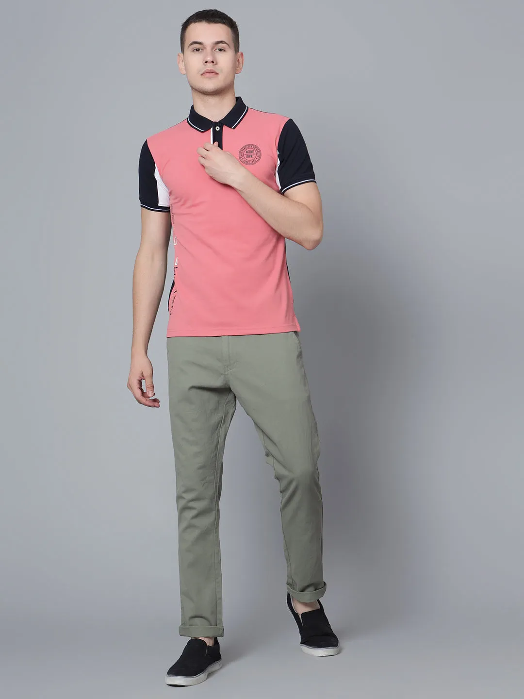 Men Dusty Pink Polo T-Shirt