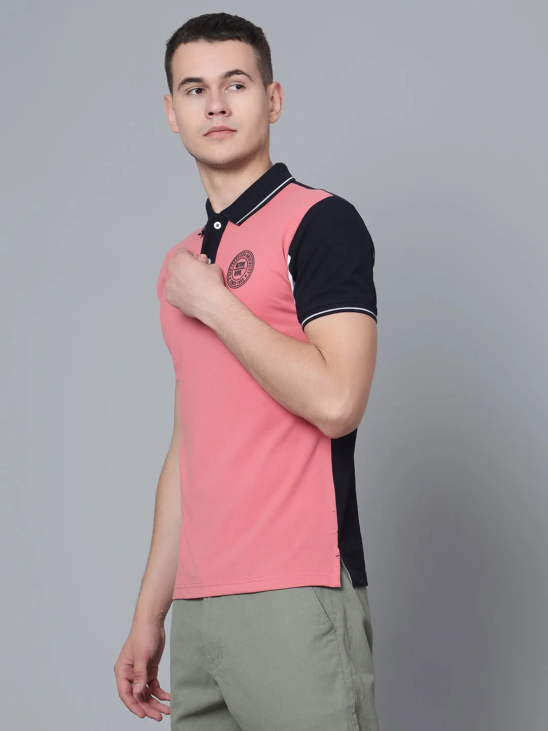 Men Dusty Pink Polo T-Shirt