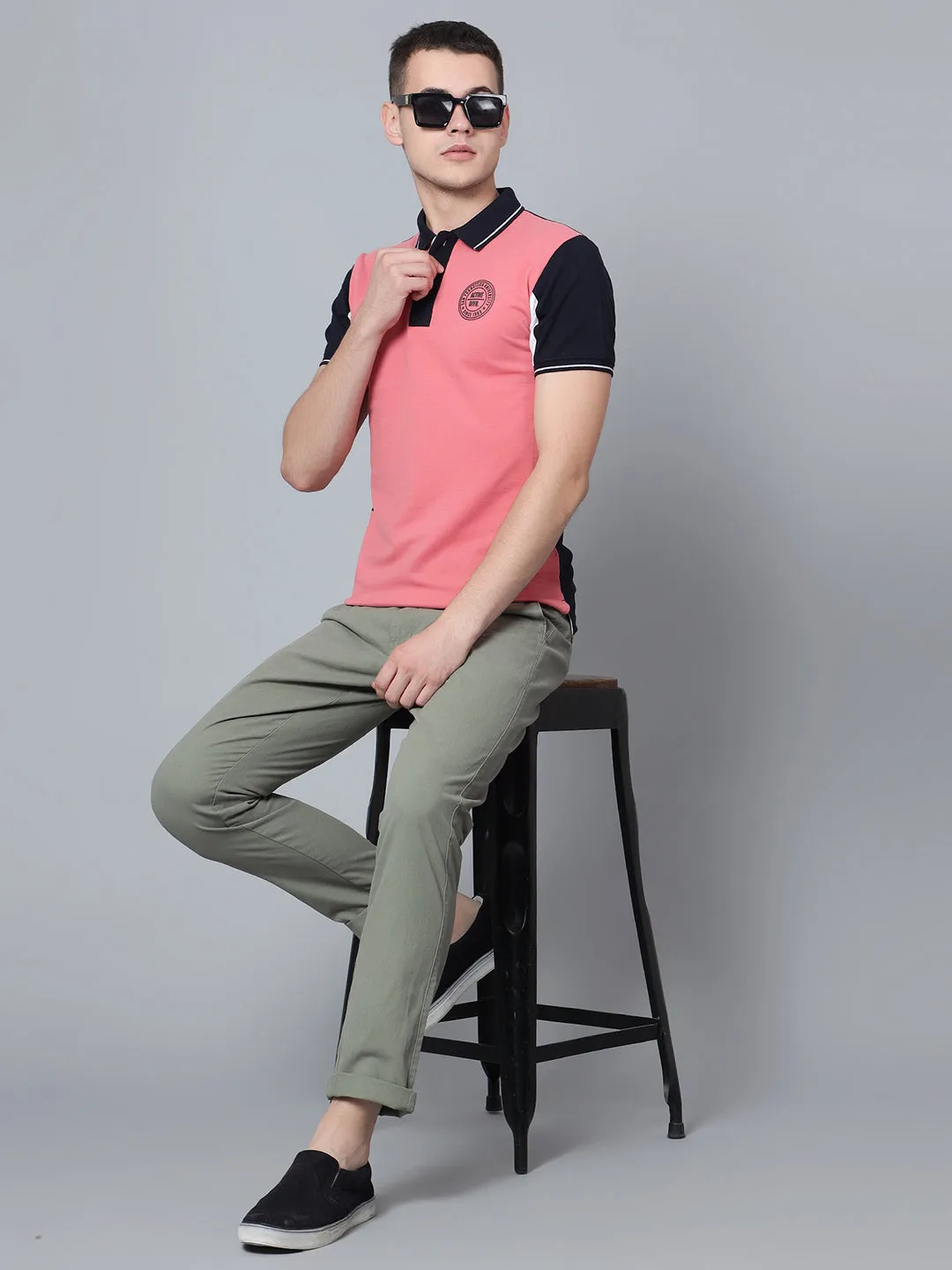 Men Dusty Pink Polo T-Shirt