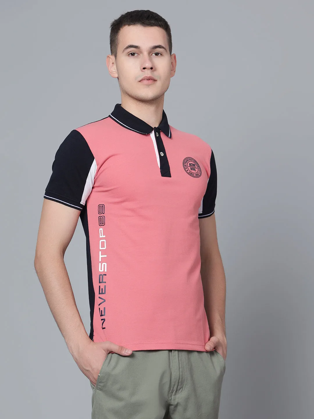 Men Dusty Pink Polo T-Shirt