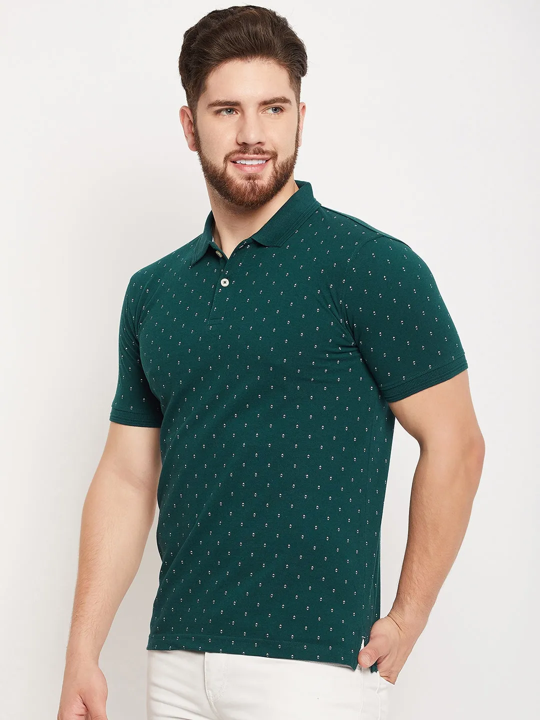 Men Green Polo T-Shirt