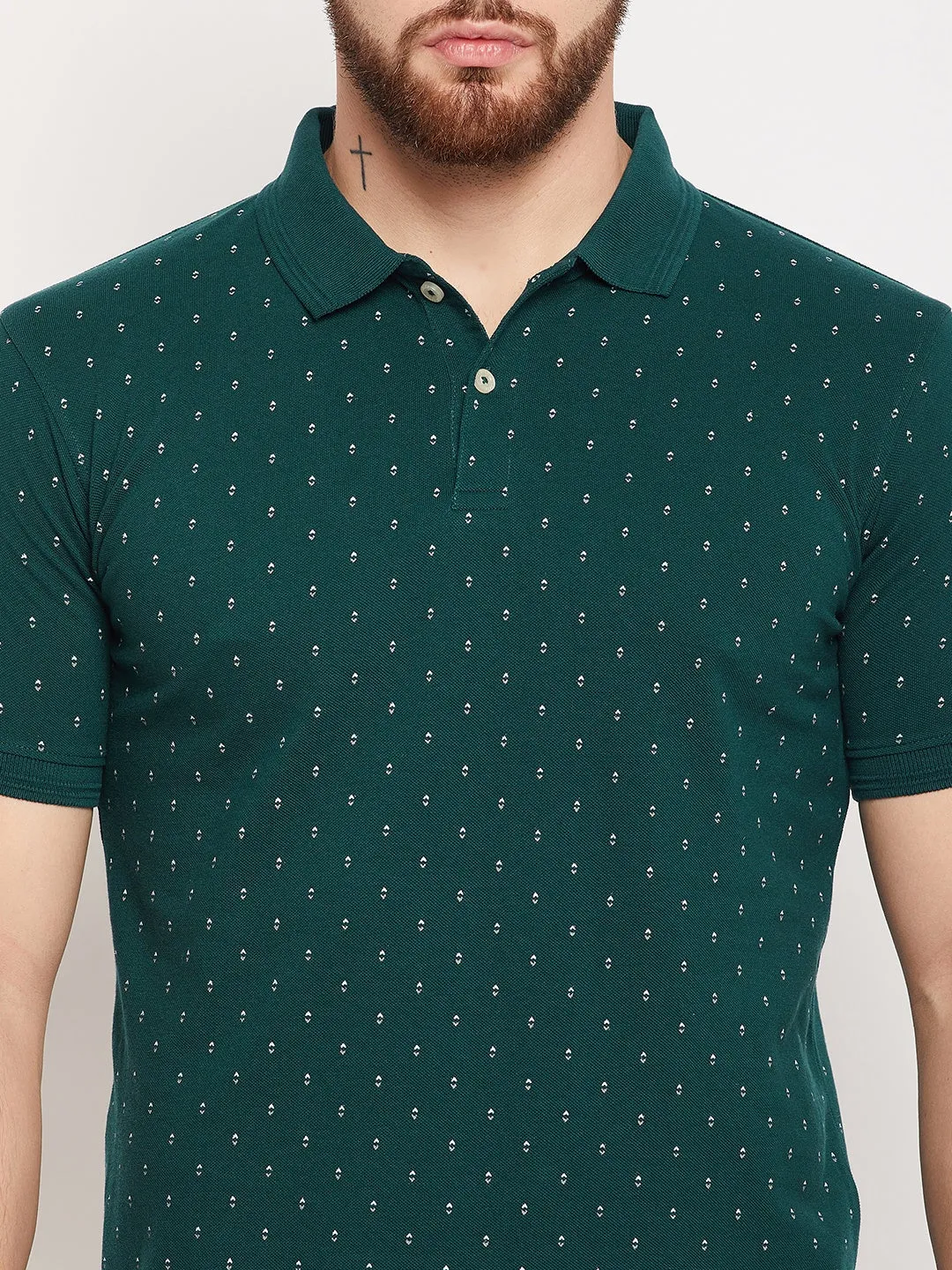 Men Green Polo T-Shirt