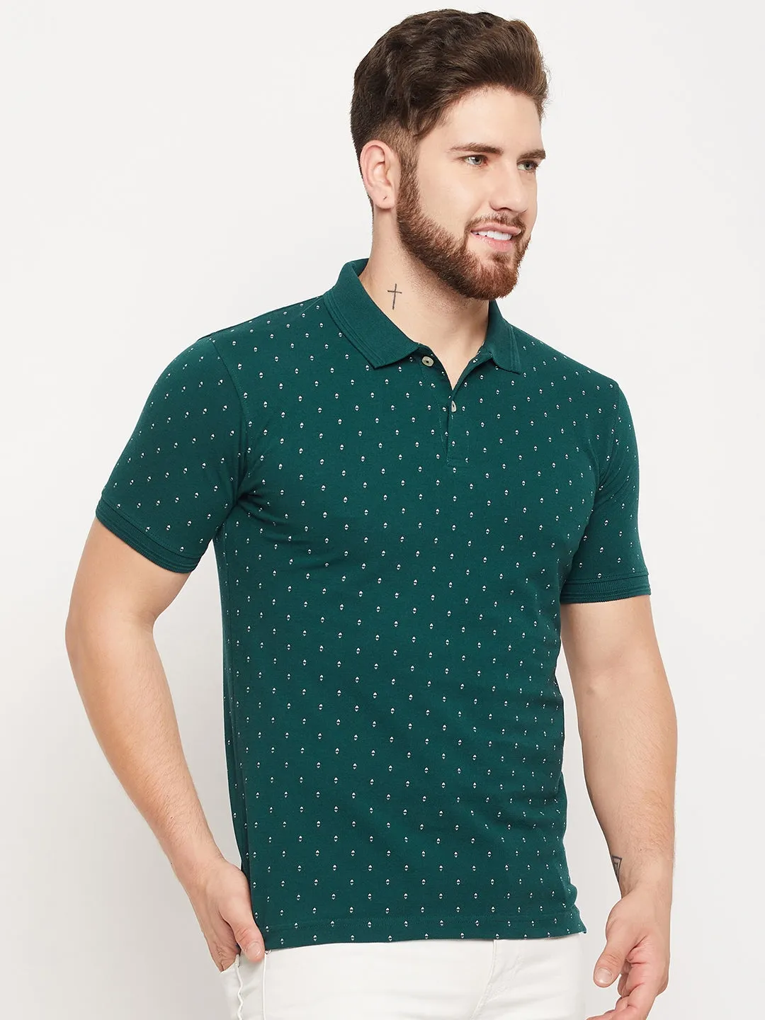 Men Green Polo T-Shirt