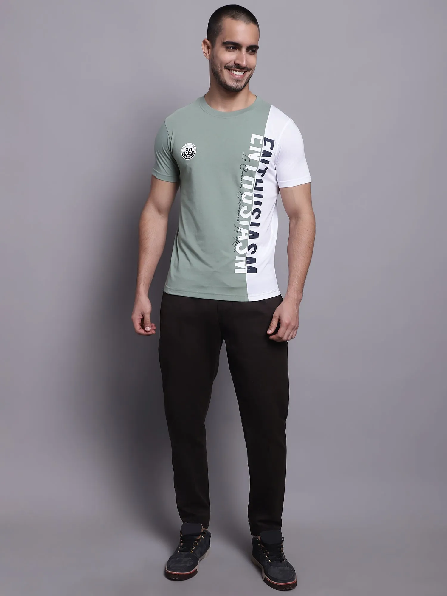 Men Green Round Neck T-Shirt