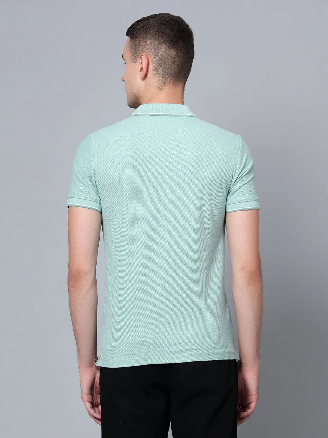 Men Light Green Polo T-Shirt