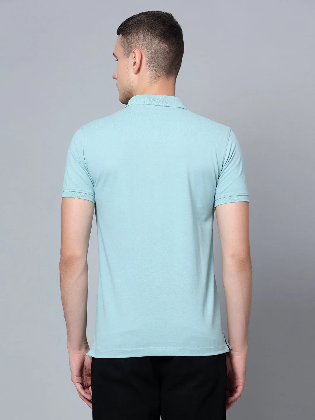 Men Light Teal Polo T-Shirt