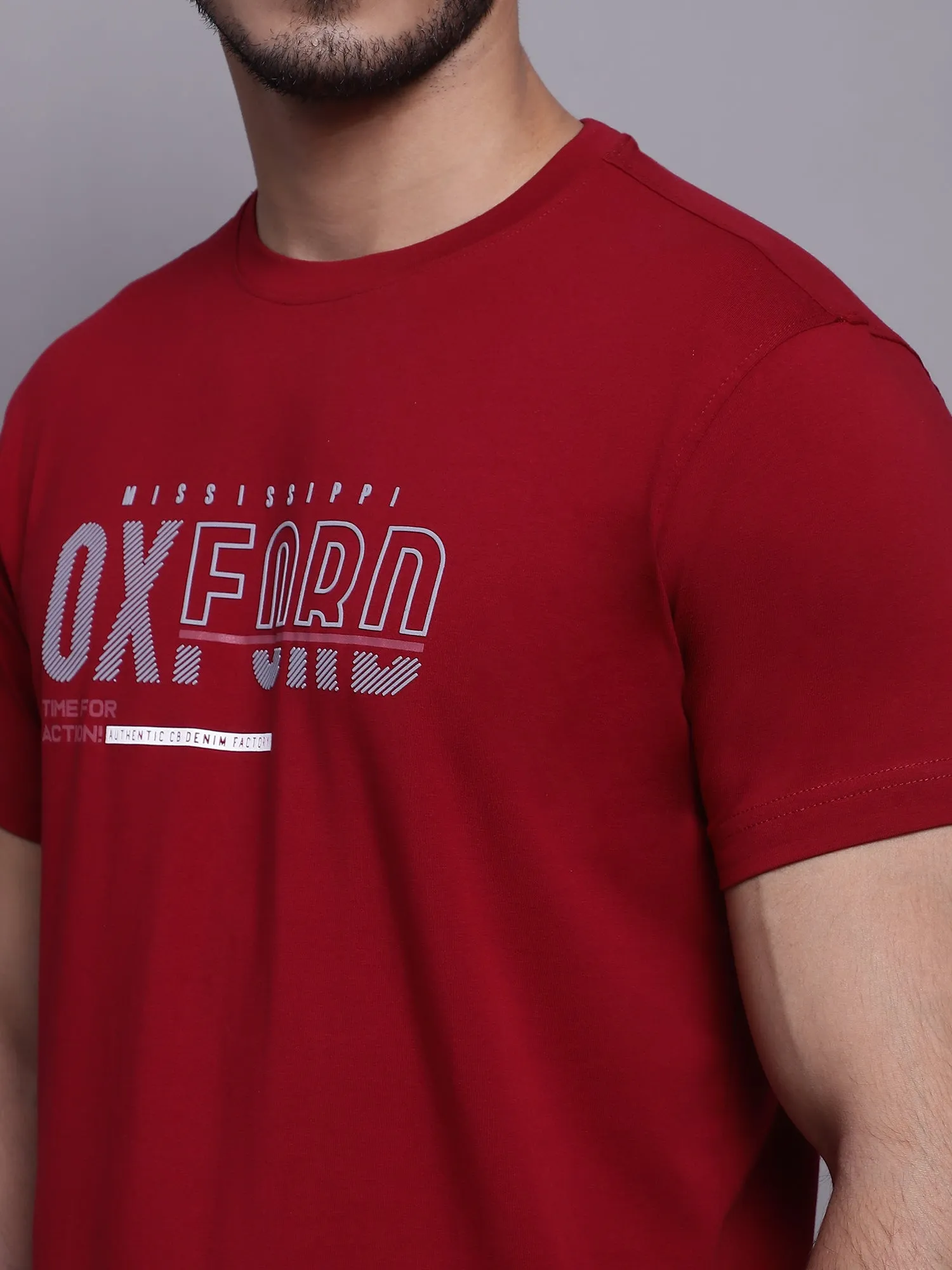 Men Maroon Casual T-Shirt