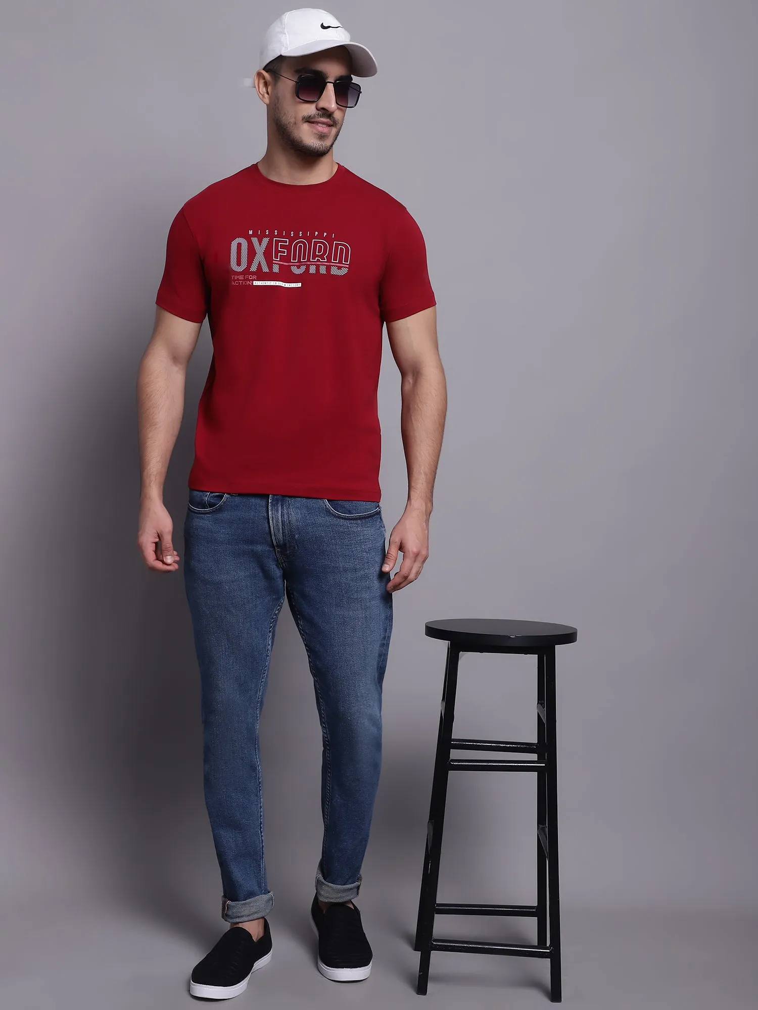 Men Maroon Casual T-Shirt