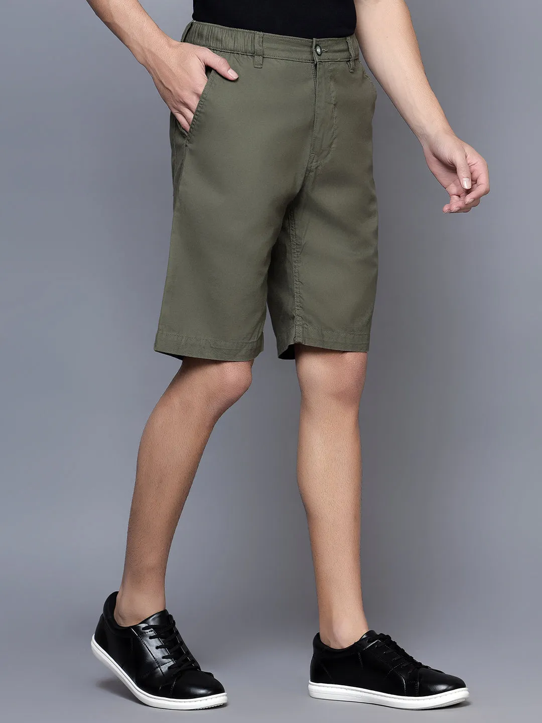 Men Olive Green Shorts