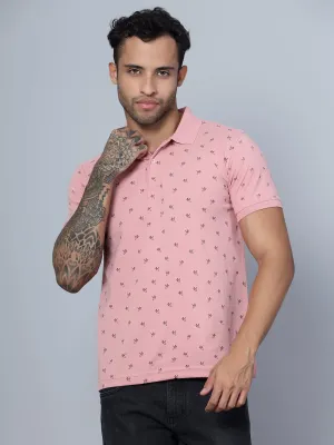 Men Polo Neck Pink T-Shirt