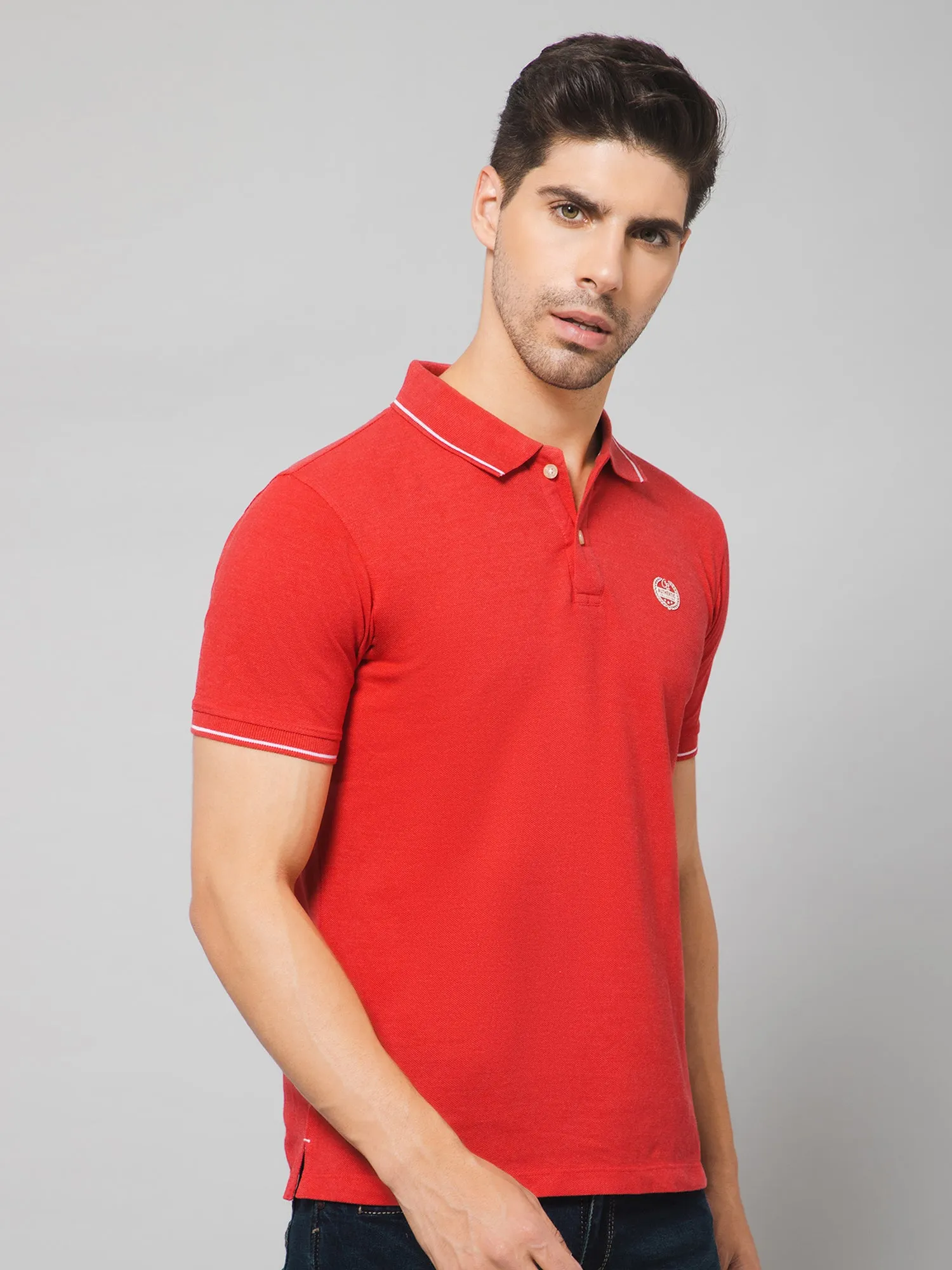 Men Red Melange T-Shirt