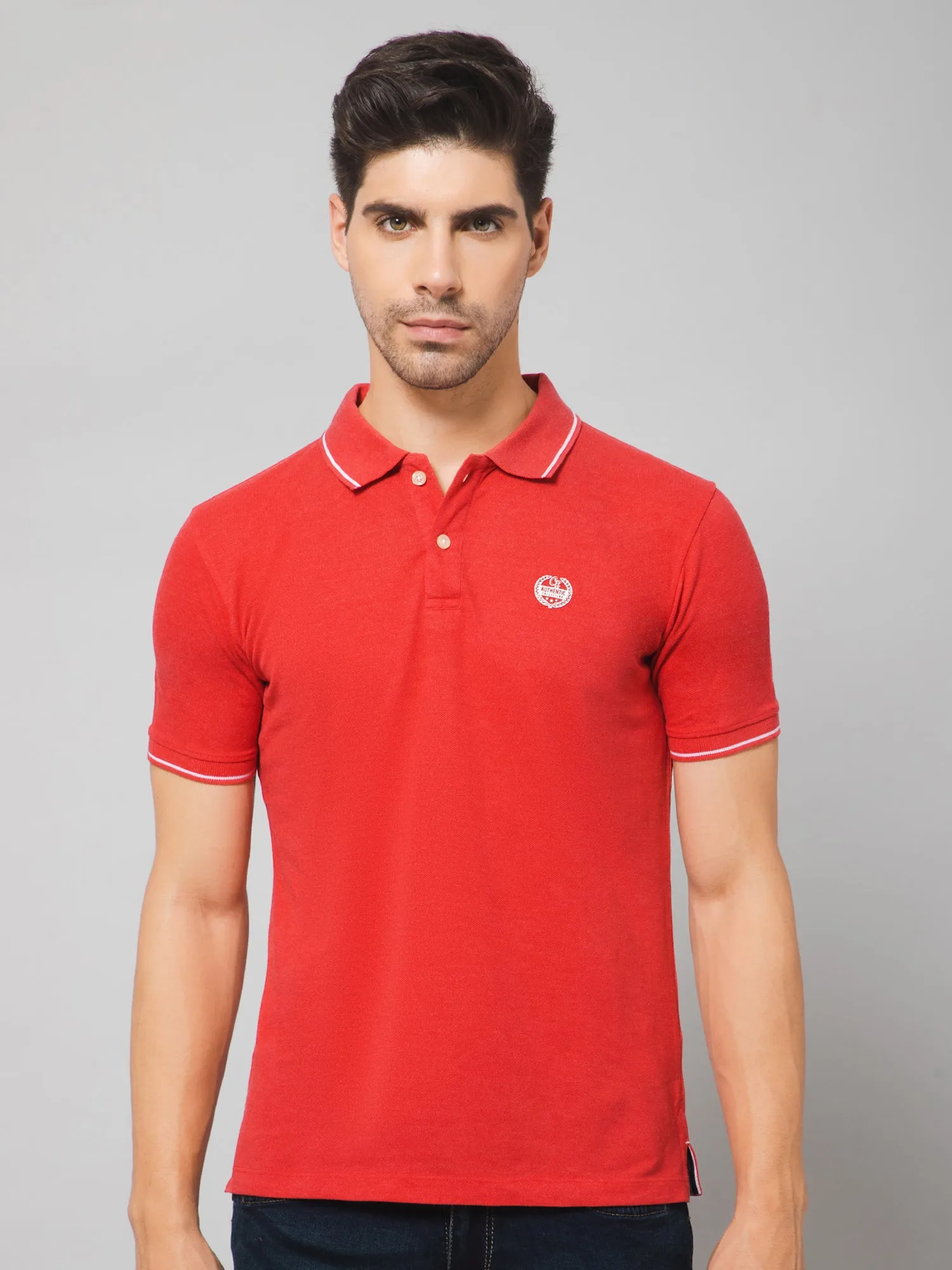 Men Red Melange T-Shirt