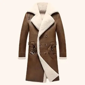 Men's Brown B7 Sheepskin Aviator Jacket Coat