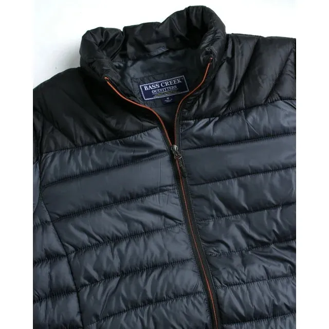 Men's Jacket - Packable Puffer Coat Charcoal - Bass Creek