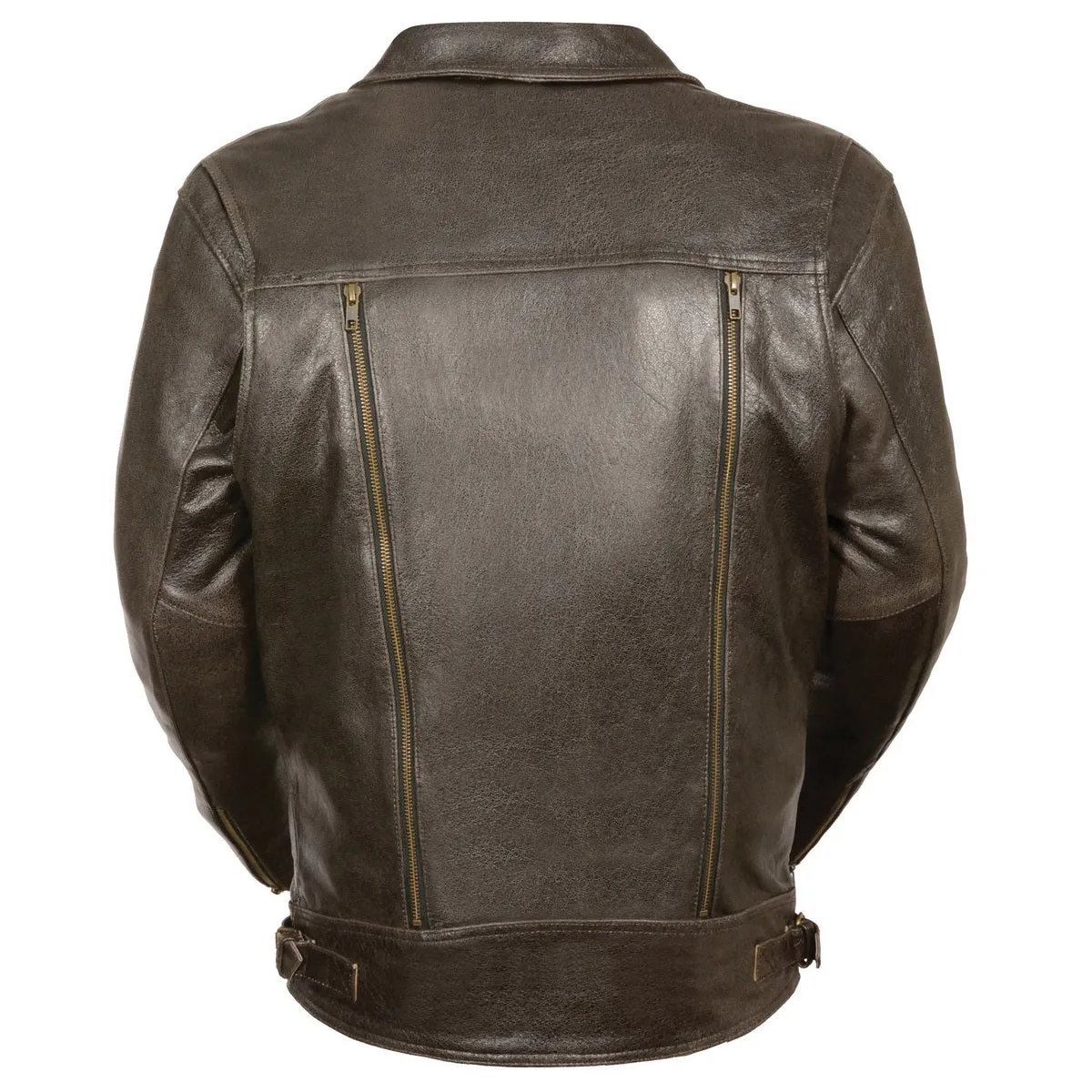 Milwaukee Leather MLM1522 Mens Retro Brown Leather Motorcycle Jacket