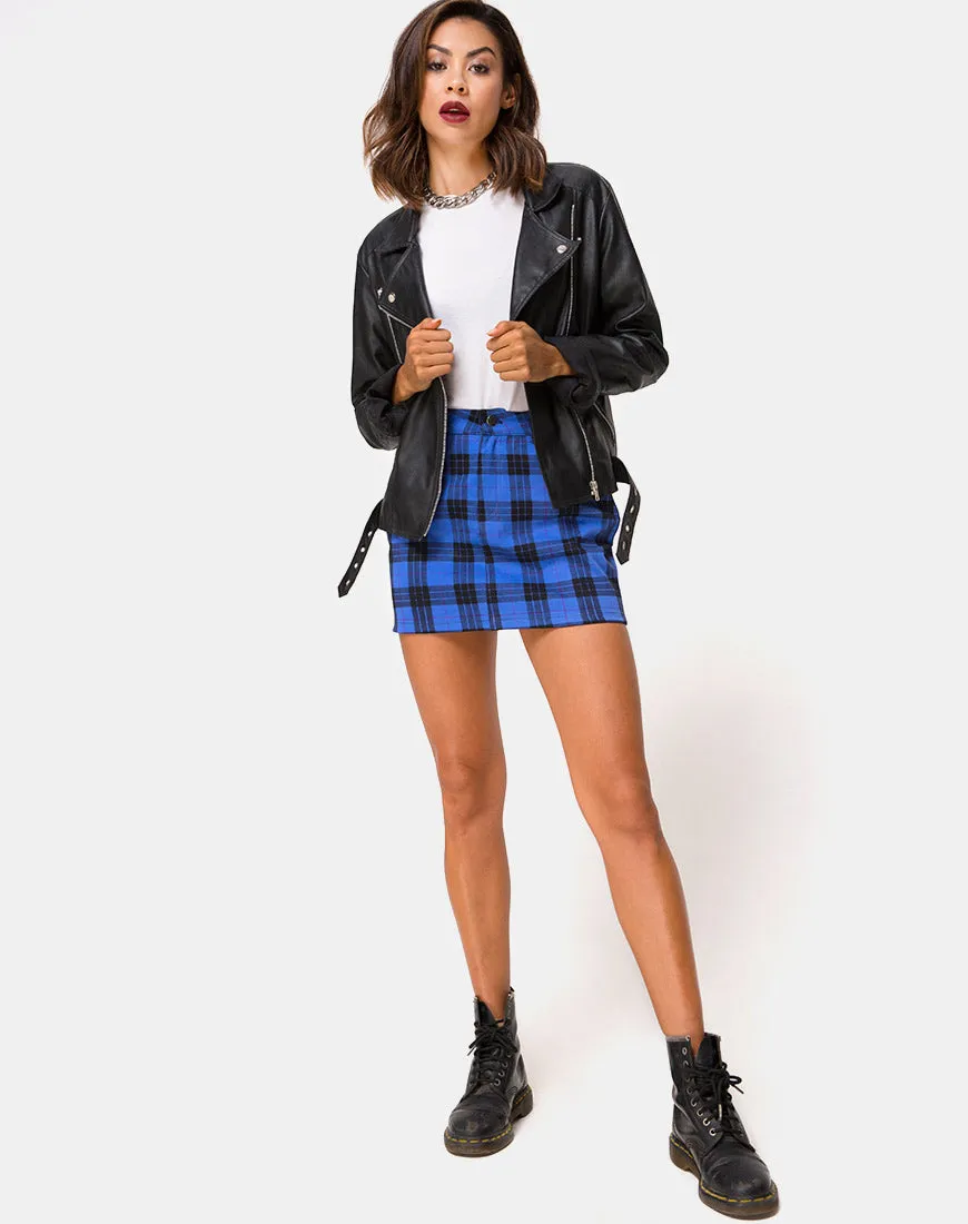 Mini Broomy Skirt in Tartan Blue