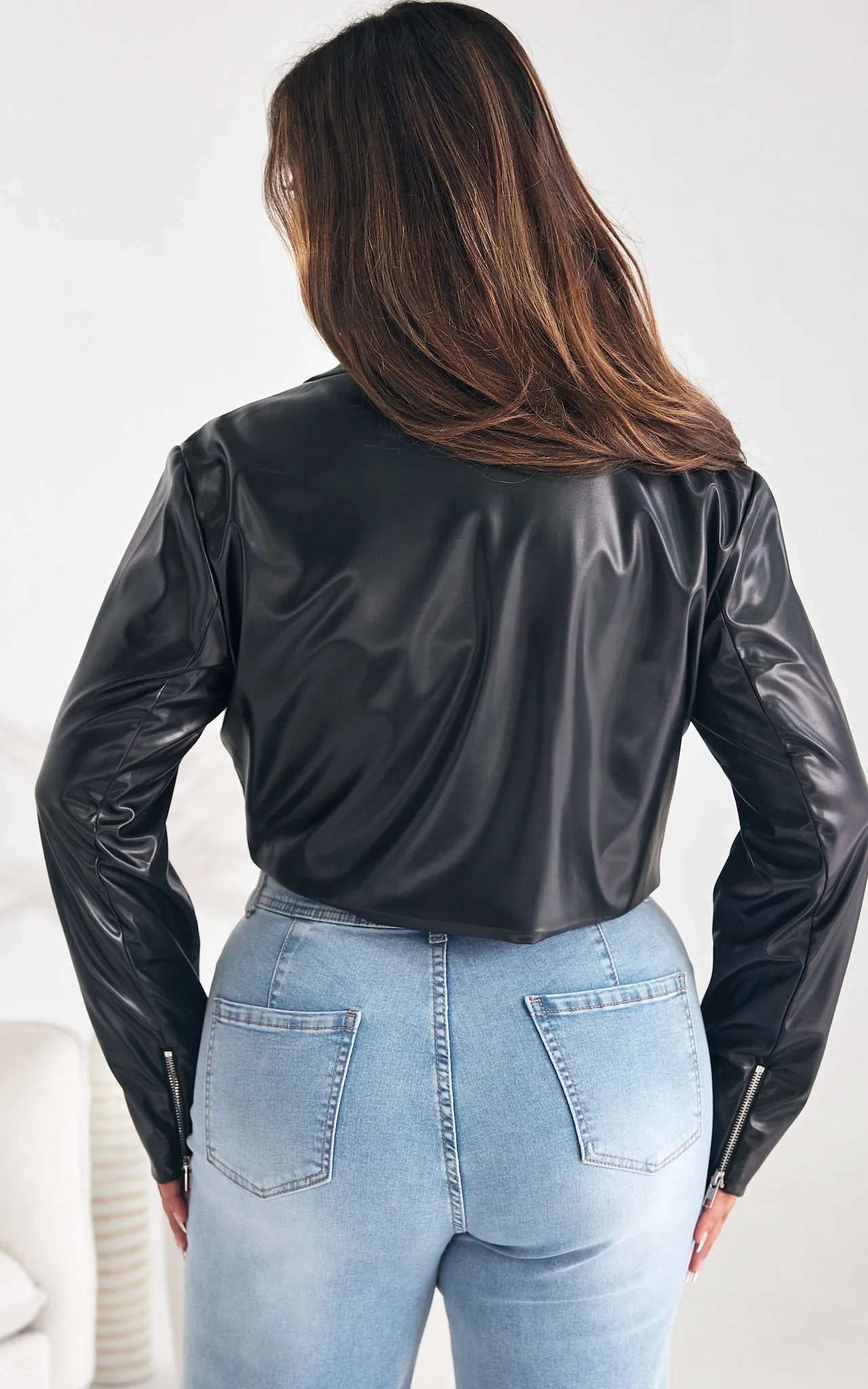 Nicoletta Crop Biker Jacket - Black