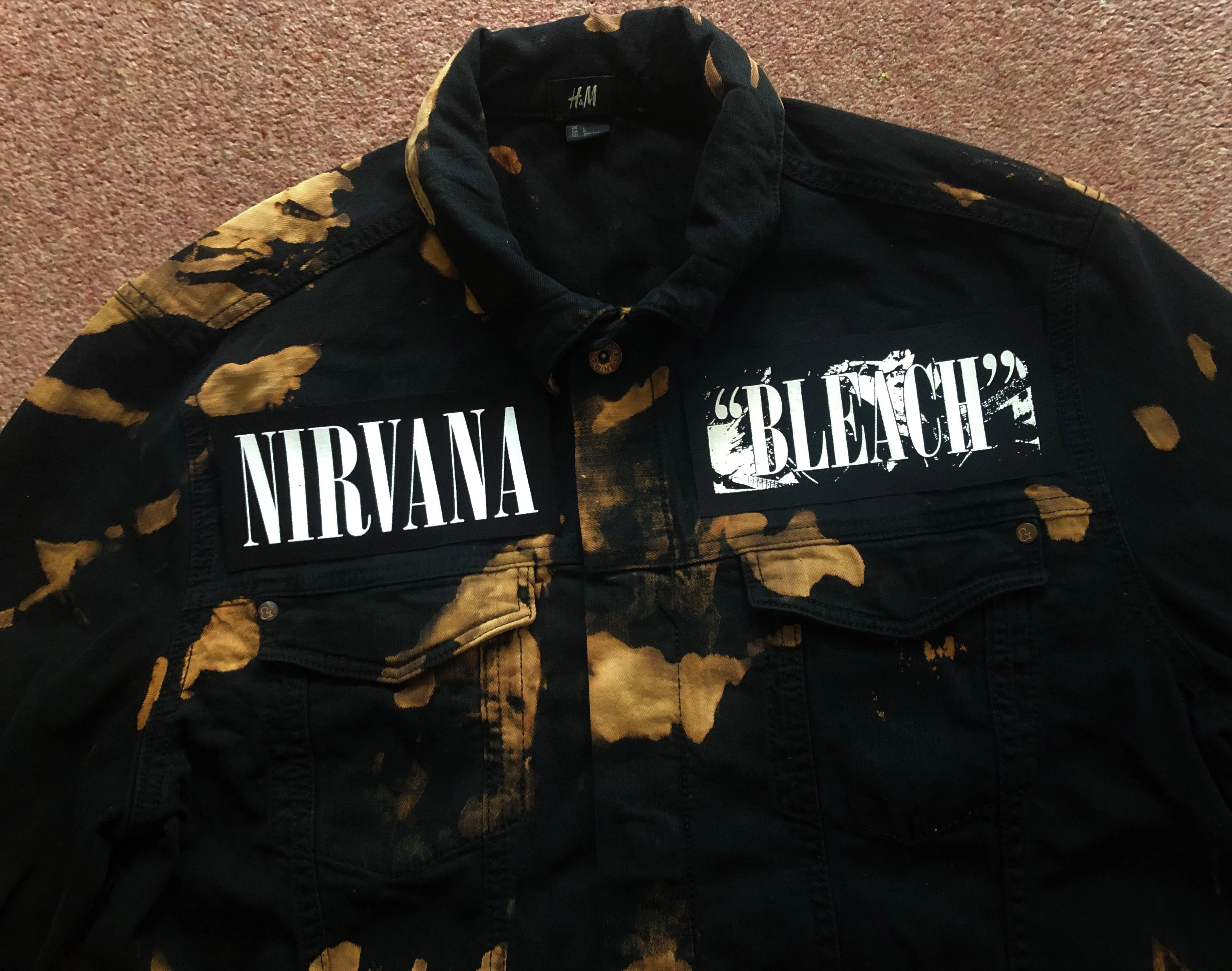 Nirvana Black 'n' Bleach Negative Creep Denim Patch Jacket Vestibule Circles Hell Scoff