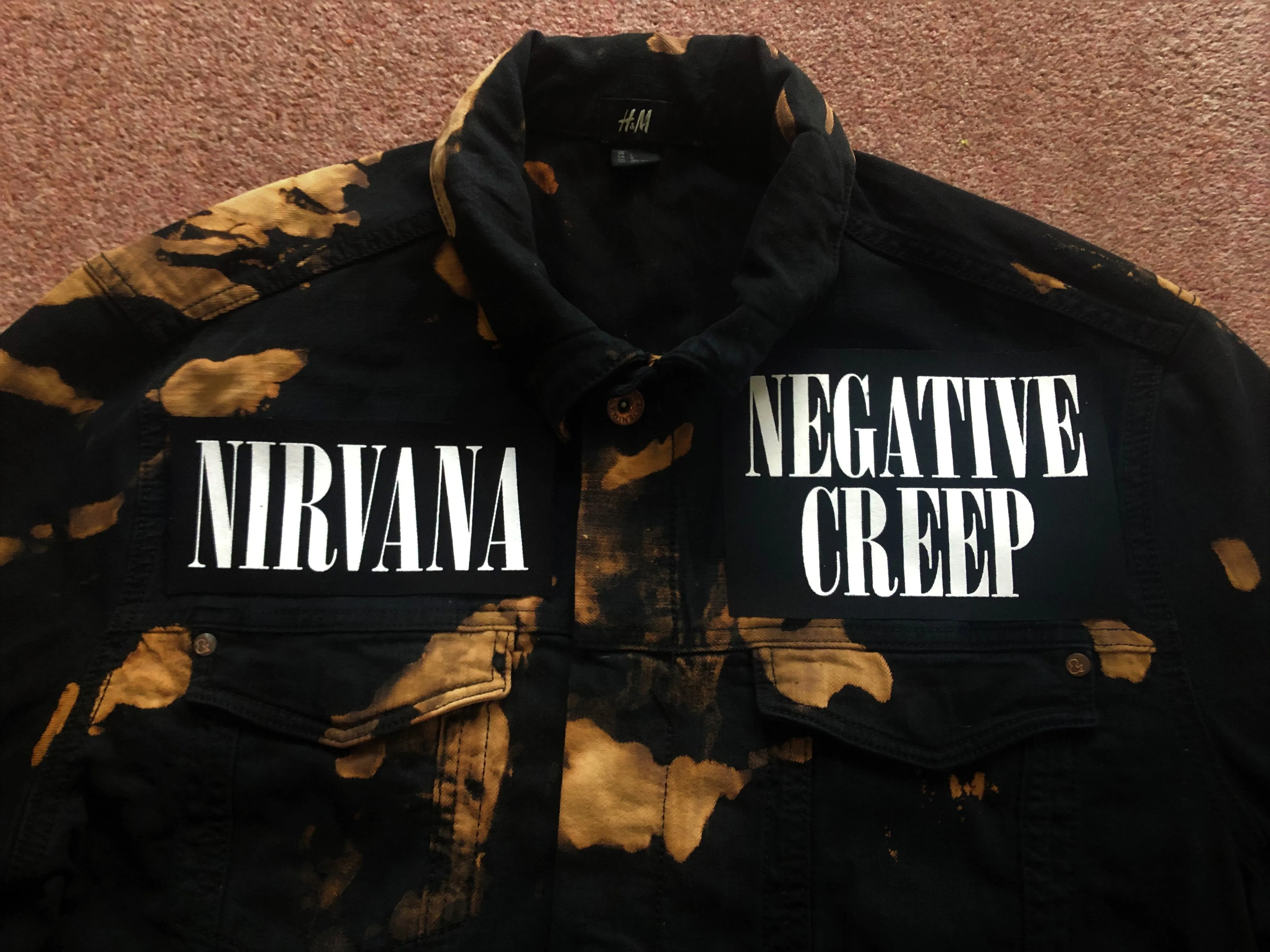 Nirvana Black 'n' Bleach Negative Creep Denim Patch Jacket Vestibule Circles Hell Scoff