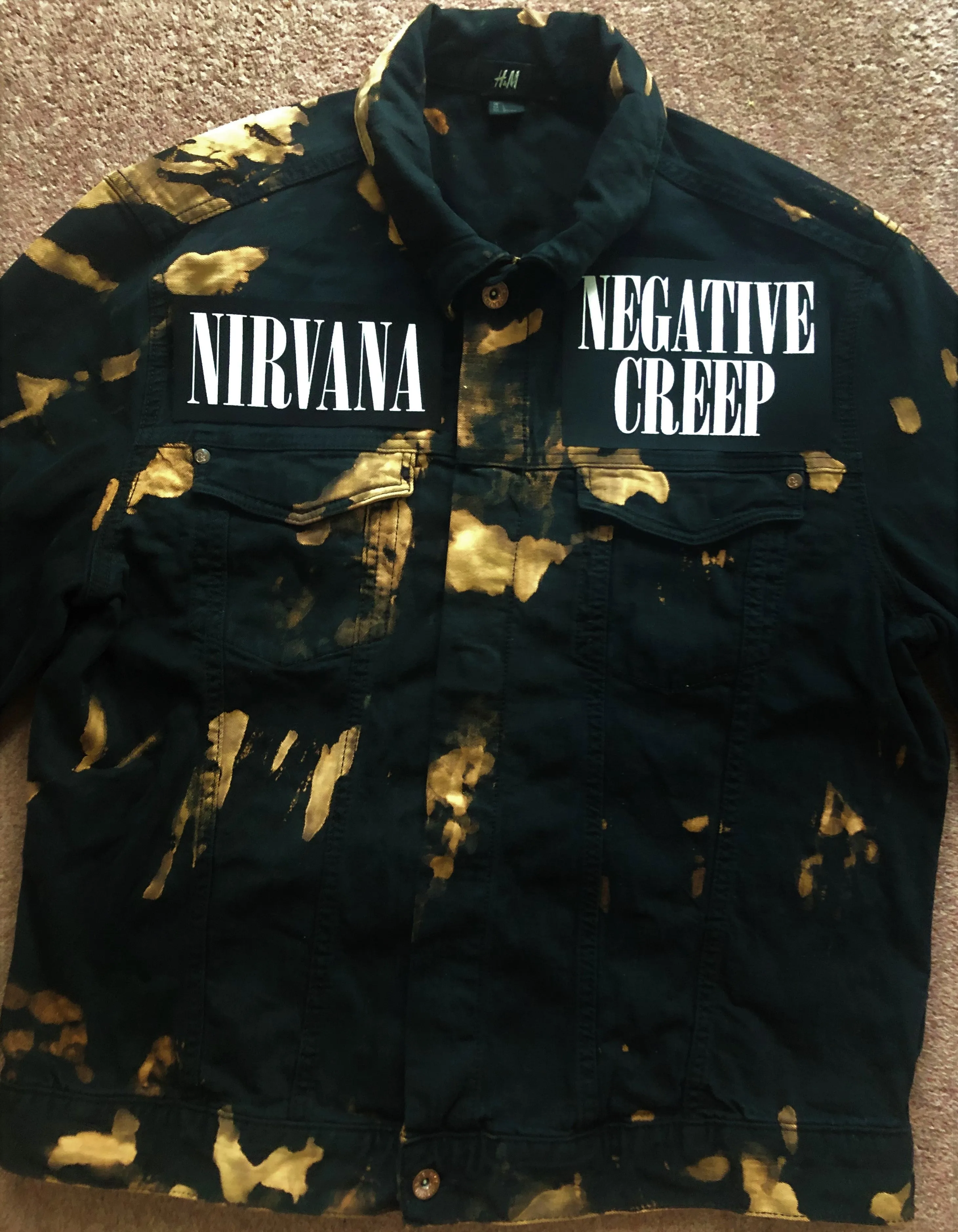 Nirvana Black 'n' Bleach Negative Creep Denim Patch Jacket Vestibule Circles Hell Scoff