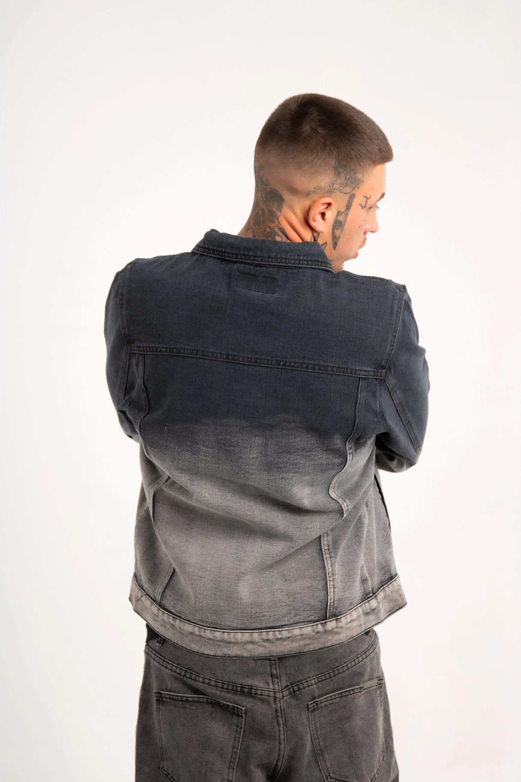 Norton Fitted Denim Jacket In Ombre Effect