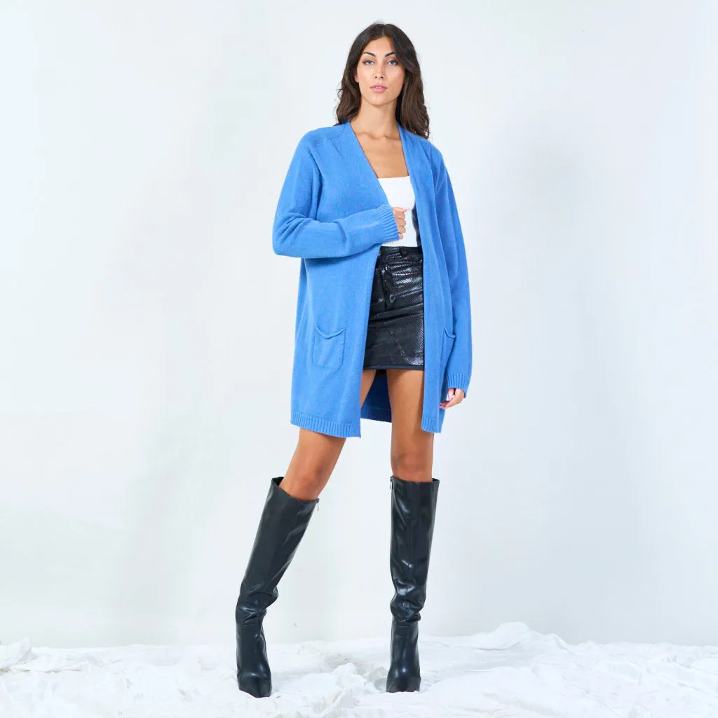 Open-front long cardigan with pockets wholesale