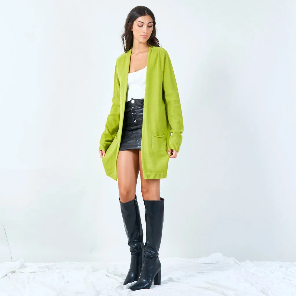 Open-front long cardigan with pockets wholesale