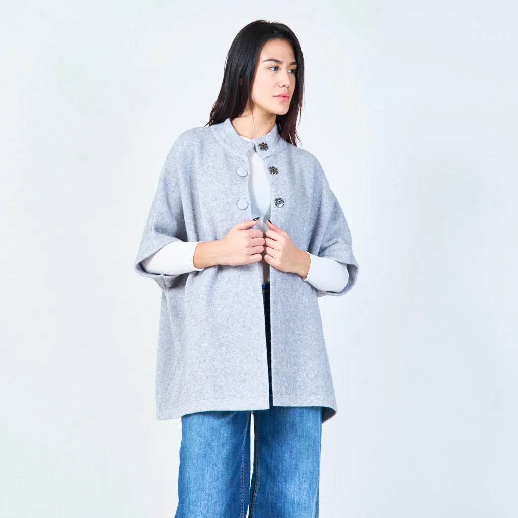 Oversized buttoned knit cape wholesale