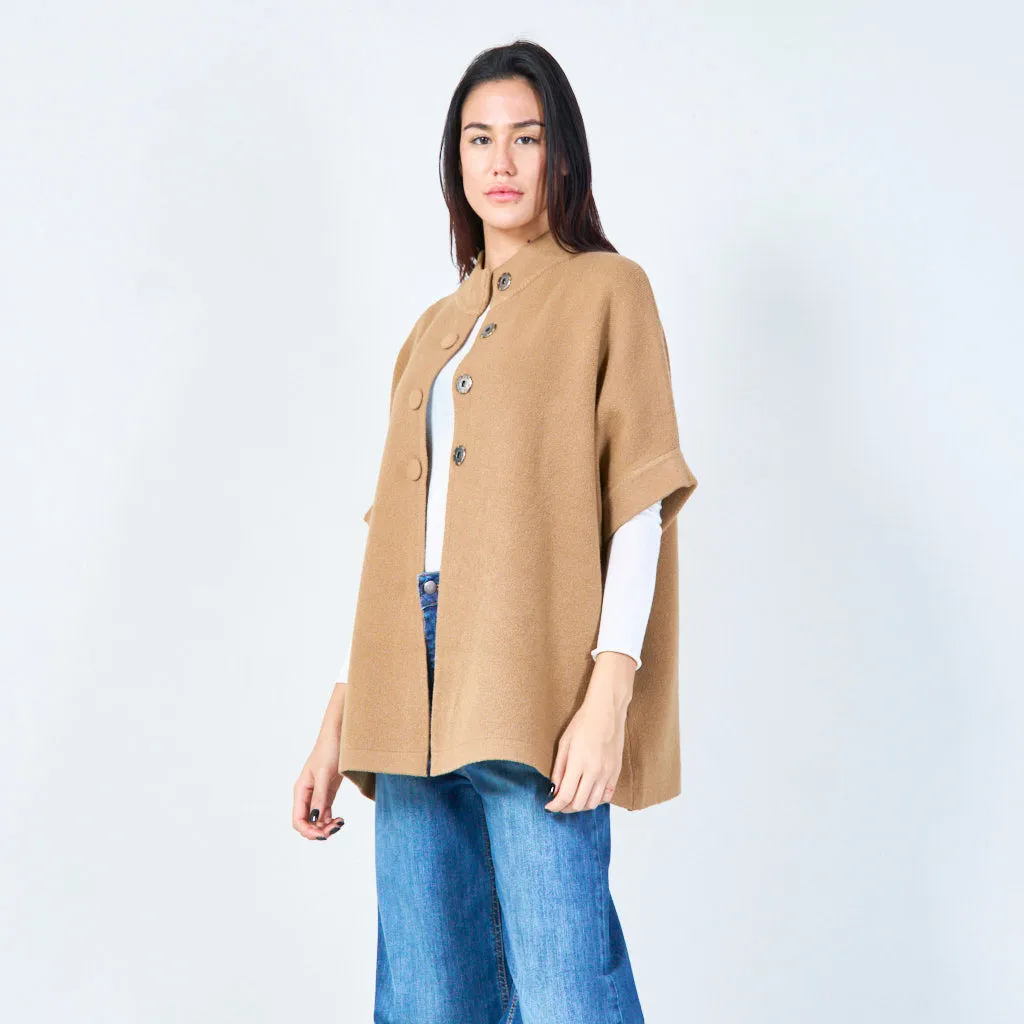 Oversized buttoned knit cape wholesale