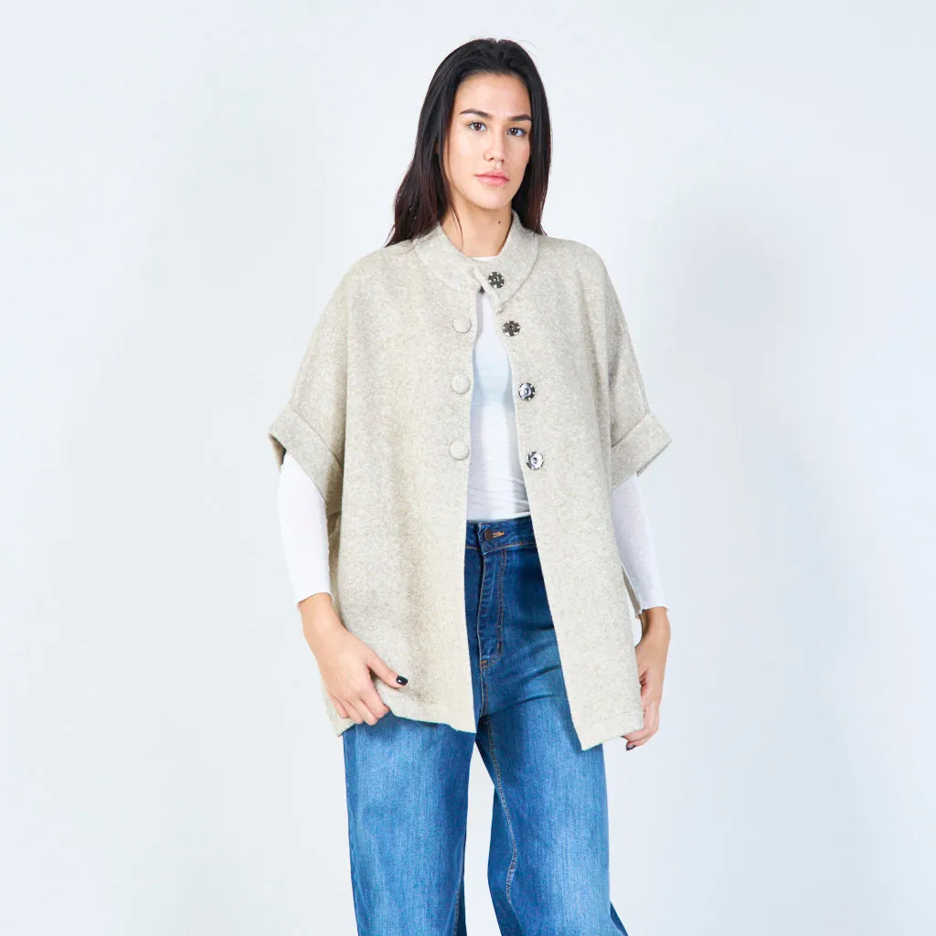 Oversized buttoned knit cape wholesale