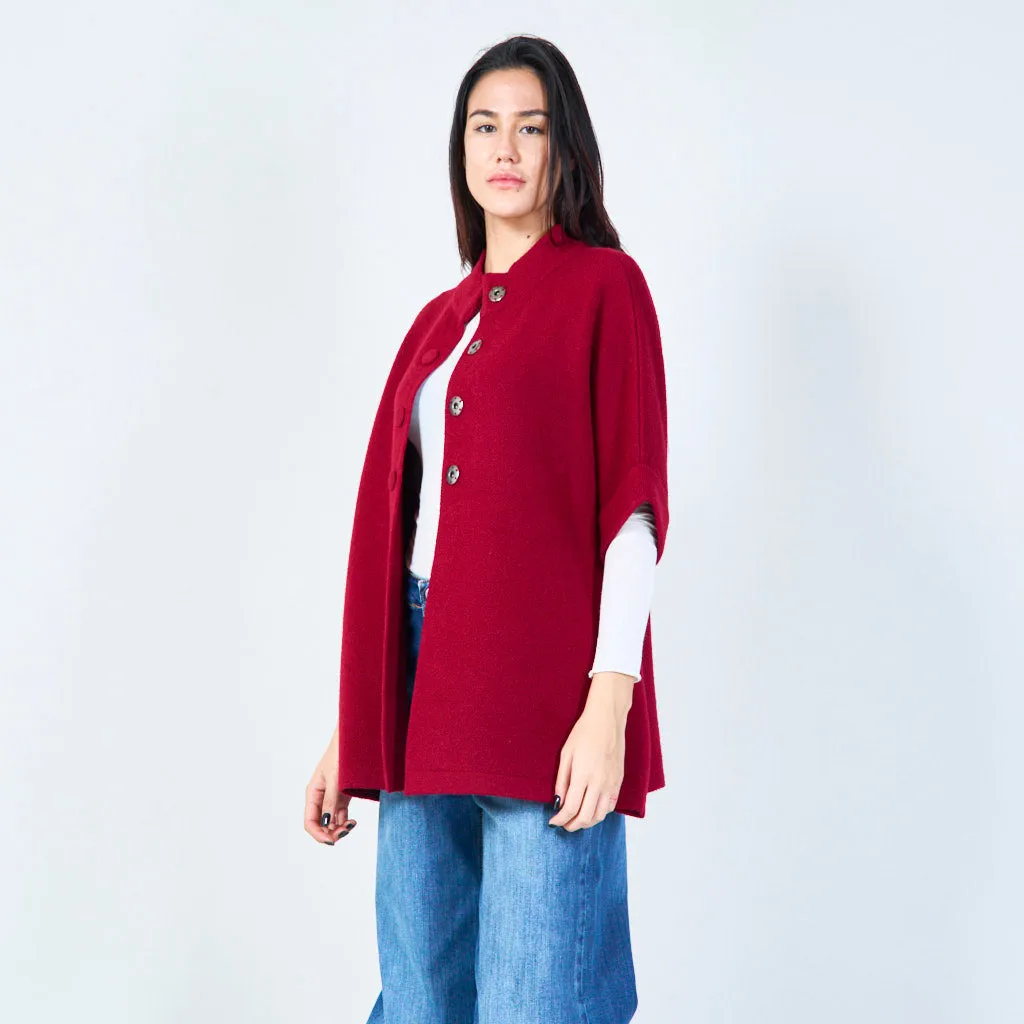 Oversized buttoned knit cape wholesale