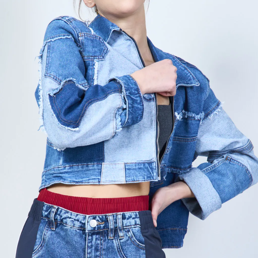 Patchwork denim chore jacket wholesale