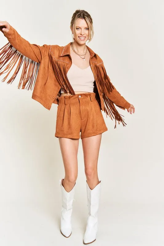 Plus Suede Studded Fringe Jacket