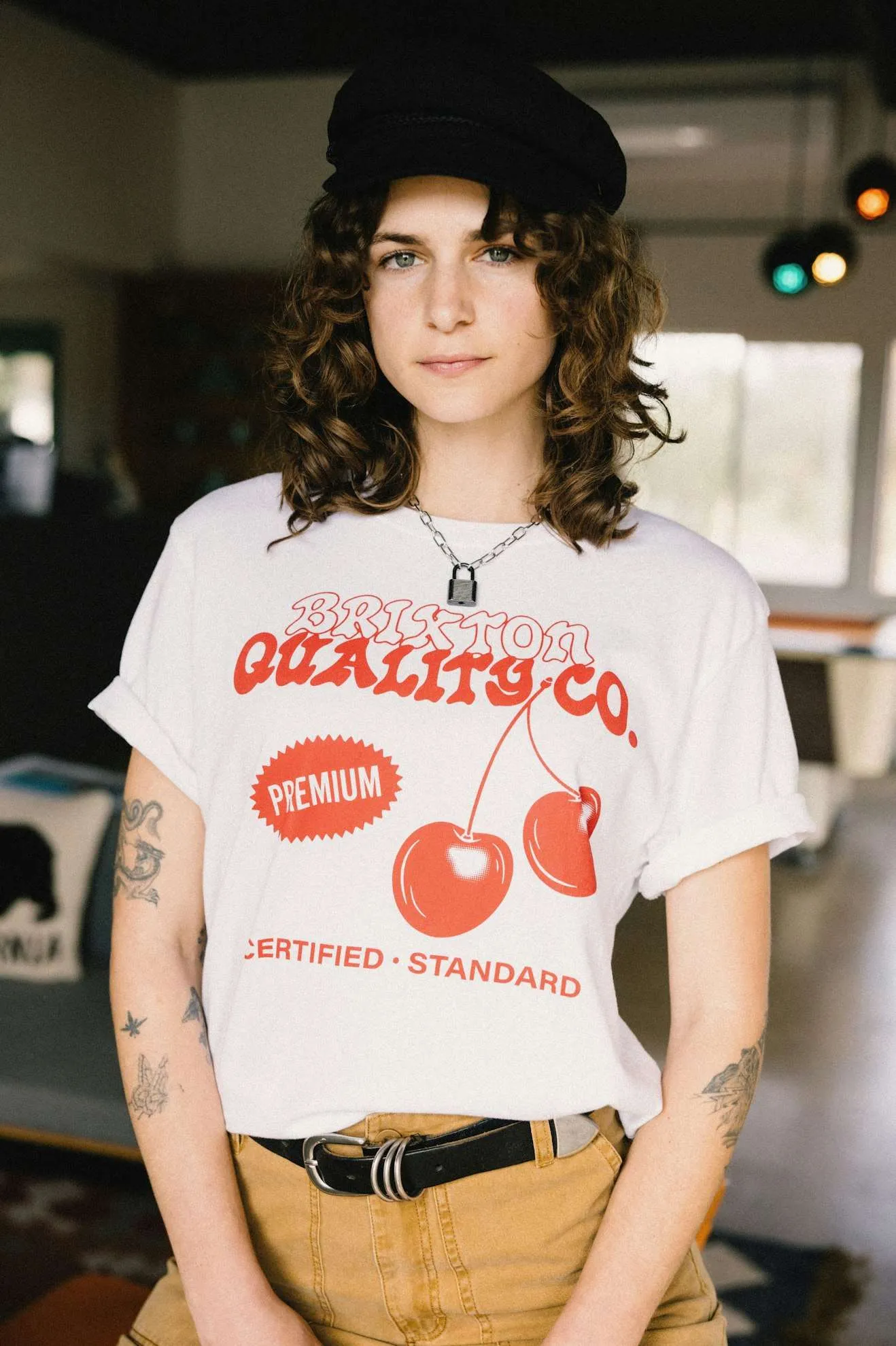 Premium Cherry Vintage Crew T-Shirt - White