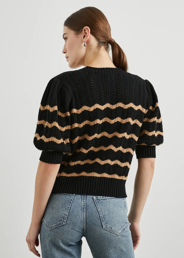 Rails Isla Sweater- Black Camel Stripe