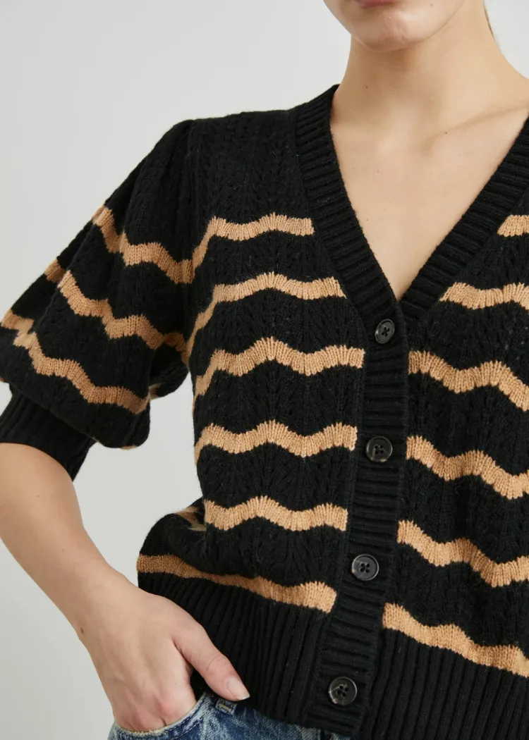 Rails Isla Sweater- Black Camel Stripe