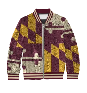 **REQUEST IT** Burgundy & Gold With Cream Trim Maryland Flag / Sequin Jacket