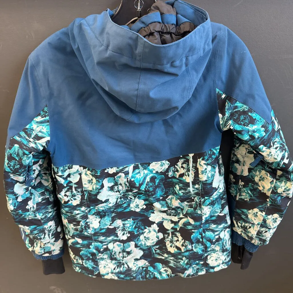 Ripzone Floral Print Snow Jacket: Blue/Black/White-children-MDY