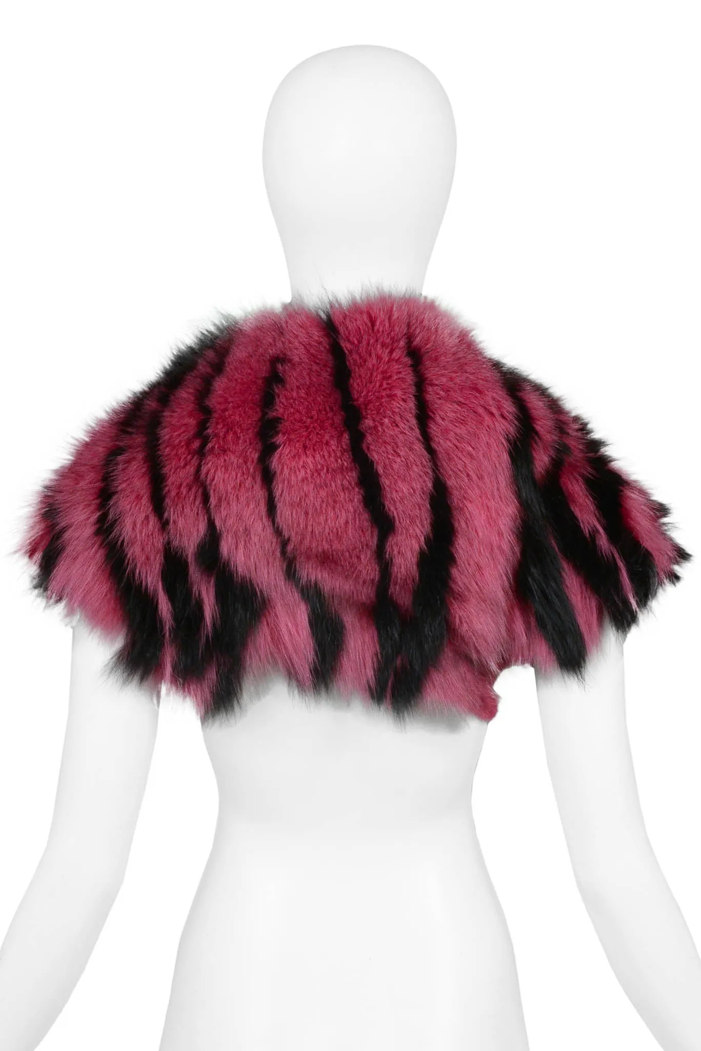 ROBERTO CAVALLI HOT PINK AND BLACK FUR STOLE 2000