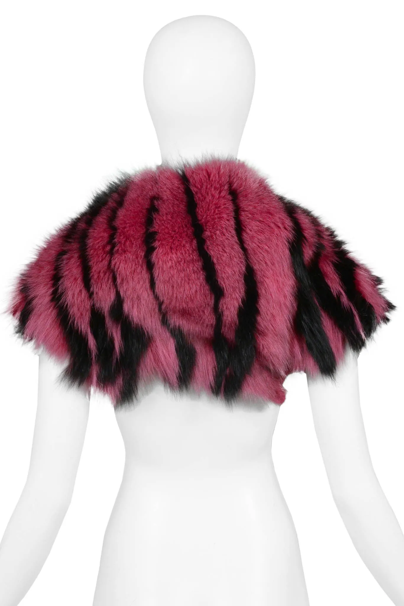 ROBERTO CAVALLI HOT PINK AND BLACK FUR STOLE 2000