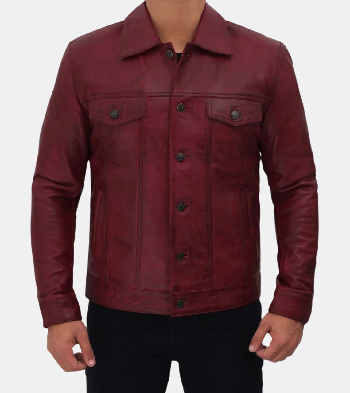 Ryker Men's Maroon Leather Jacket