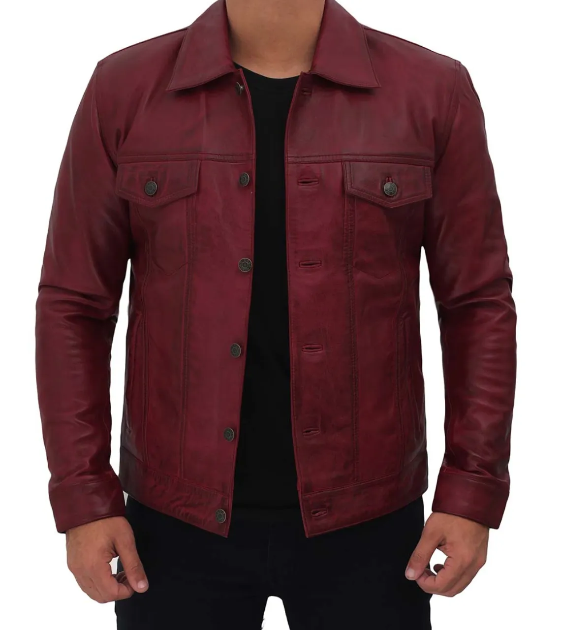 Ryker Men's Maroon Leather Jacket