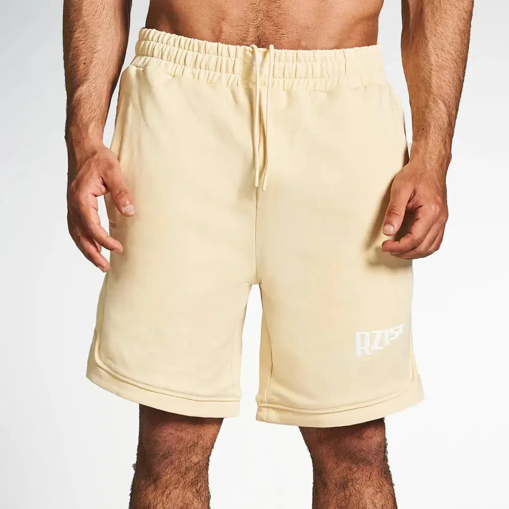 RZIST NEVER SETTLE MEN'S MACADAMIA CASUAL SHORTS