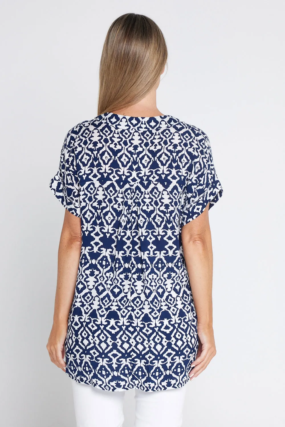 Safiya Top - Navy/White