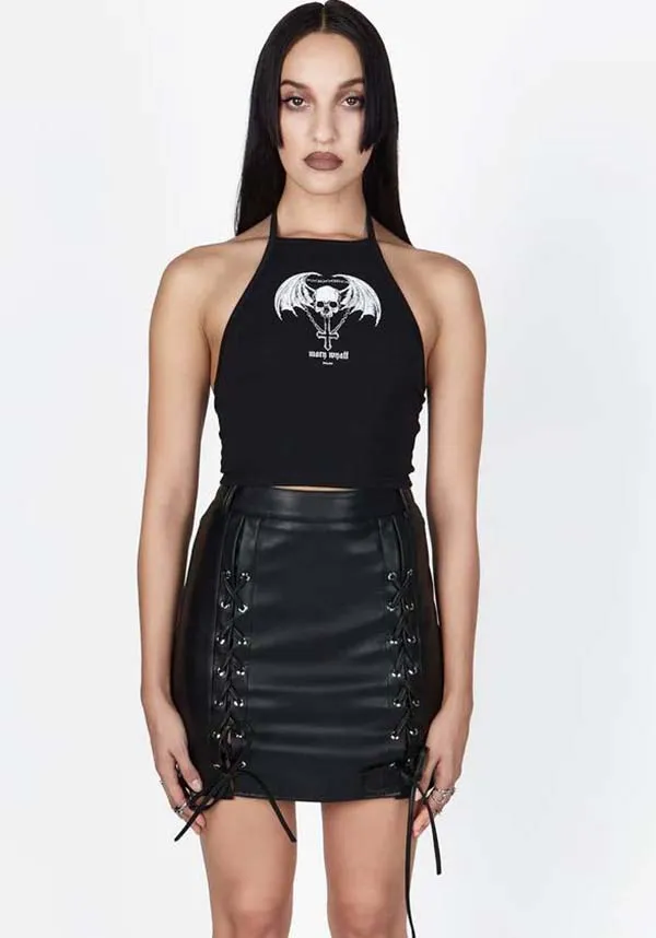 Selene Faux Leather | LACE-UP SKIRT